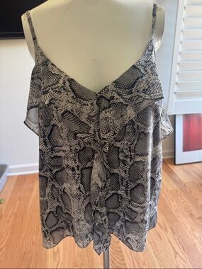 Kaileigh snake print ruffle front cami top